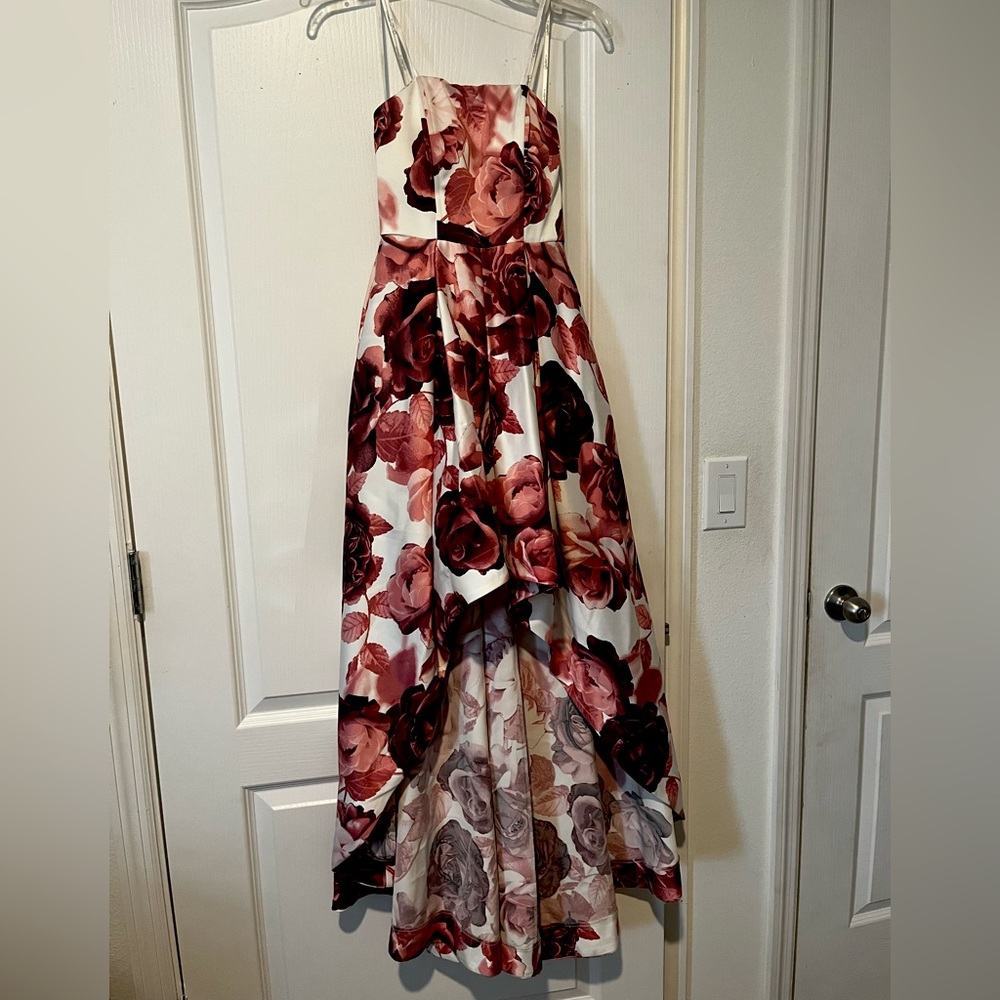Pink floral homecoming dress